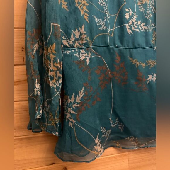 Vintage ECI Size Medium Silk V Neck Chinese Mandarin Collar Babydoll Blouse - Picture 12 of 14